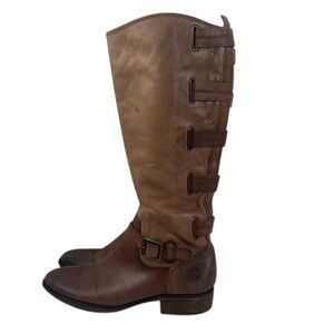 Arturo Chiang Ombré buttery soft Tan Leather Distressed riding boots holidays